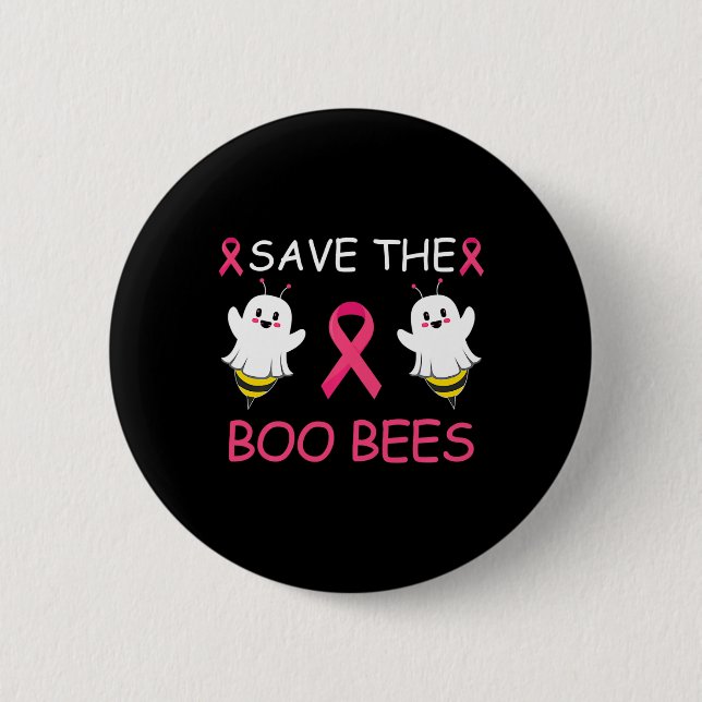 Save The Boo Bees Halloween Fun Breast Cancer Awar 6 Cm Round Badge (Front)