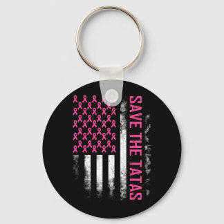 Save The Breast Cancer Awareness Usa Flag Pink Key Ring