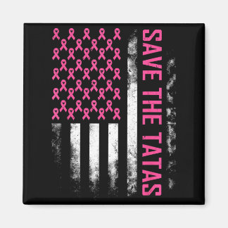 Save The Breast Cancer Awareness Usa Flag Pink Magnet