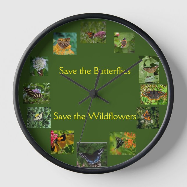 Save the Butterflies Wall Clock (Front)