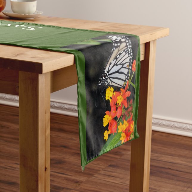 Save the Butterflies White Monarch Table Runner (In Situ)