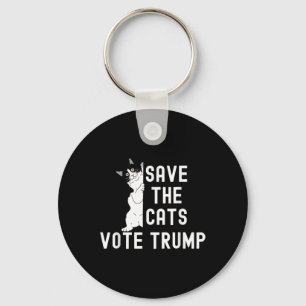 Save The Cats Vote Trump Funny Political Cat Humor Key Ring