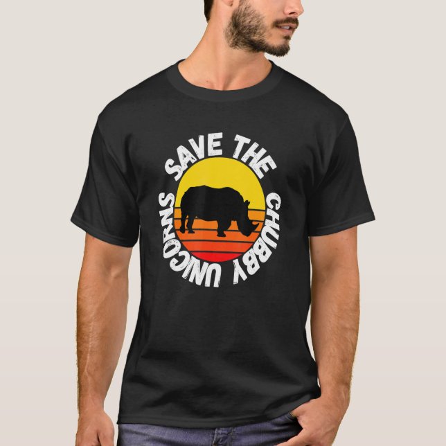 Save The Chubby Unicorns Colourful  Rhino Animal R T-Shirt (Front)