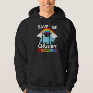 Save The Chubby Unicorns Funny Cute Rhino Rainbow Hoodie