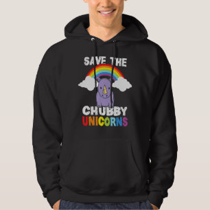 Save The Chubby Unicorns Funny Cute Rhino Rainbow Hoodie