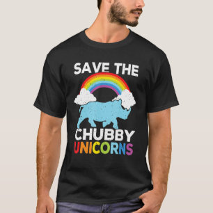 Save The Chubby Unicorns Funny Cute Rhino Rainbow T-Shirt