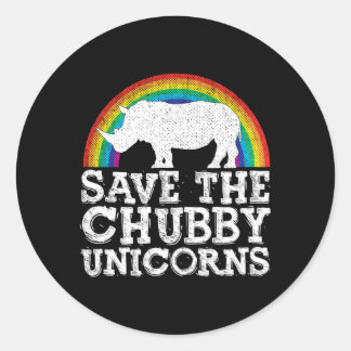 Save The Chubby Unicorns Rhino Conservation Rainbo Classic Round Sticker