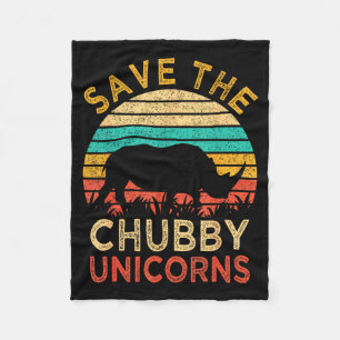 Save The Chubby Unicorns Vintage Funny Rhino Anima Fleece Blanket
