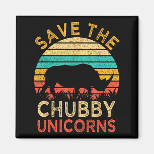 Save The Chubby Unicorns Vintage Funny Rhino Anima Magnet