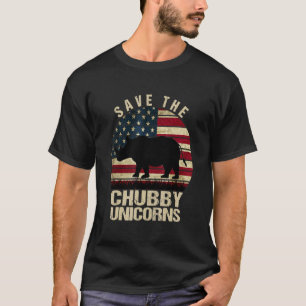 Save The Chubby Unicorns Vintage Retro Rhino Anim T-Shirt