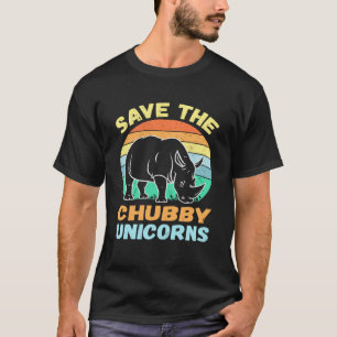 Save The Chubby Unicorns Vintage Rhino Animal Rig T-Shirt