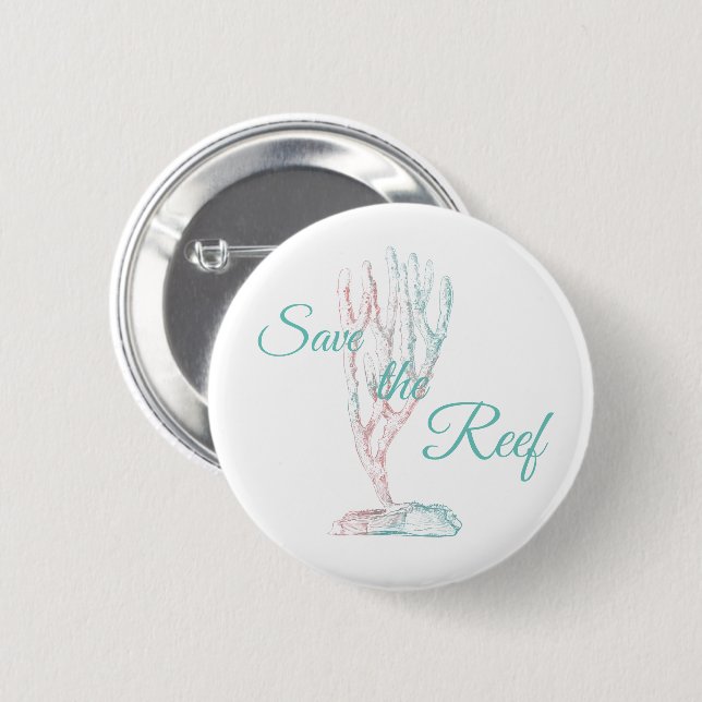 Save the Coral Reef Awareness 6 Cm Round Badge (Front & Back)