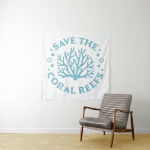 Save the coral reefs coastal aesthetic tapestry