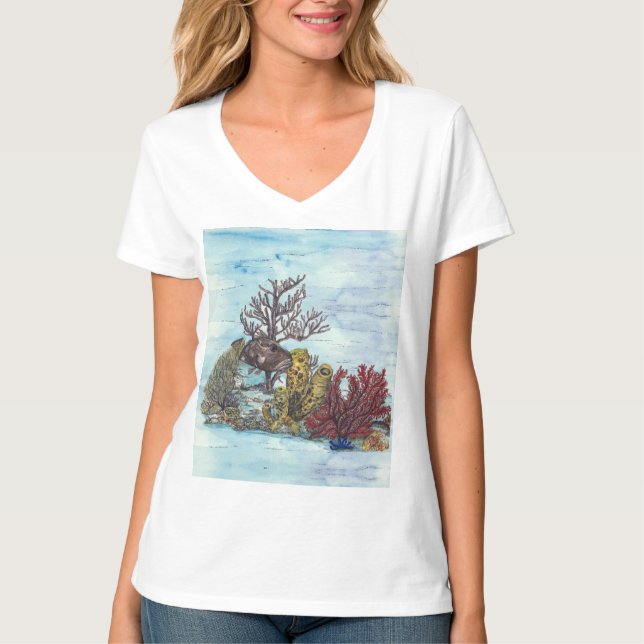 Save The Coral Reefs Handpainted T-Shirt (Front)
