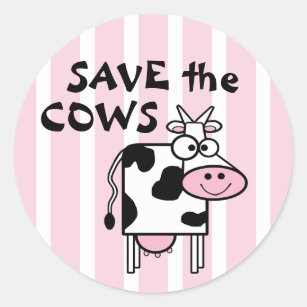 Save the Cows Animal Rights Classic Round Sticker
