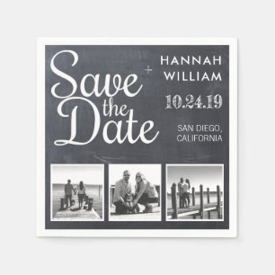 Save the Date 3 Photo Chalkboard Napkin