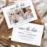 Save the Date 3 Photo Elegant Editable Modern<br><div class="desc">Modern and Elegant Landscape Horizontal Three (3) Photo Save the Date Wedding Magnet with hand lettered script typography. The save the date invitation magnet includes script typography and chic and simple design that you can add your customised engagement photograph picture to.</div>