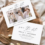 Save the Date 3 Photo Elegant Editable Modern<br><div class="desc">Modern and Elegant Landscape Horizontal Three (3) Photo Save the Date Wedding Magnet with hand lettered script typography. The save the date invitation magnet includes script typography and chic and simple design that you can add your customised engagement photograph picture to.</div>