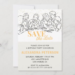 Save the date 44th birthday invitations Dinner