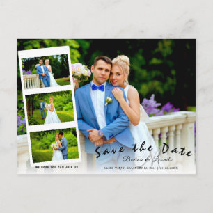 Save the Date 4 Horizontal Custom Photos Collage Postcard