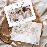 Save the Date 4 Photo Elegant Classy Modern Postcard<br><div class="desc">Modern and Elegant Landscape Horizontal Four (4) Photo Save the Date Wedding Magnet with hand lettered script typography. The save the date invitation magnet includes script typography and chic and simple design that you can add your customised engagement photograph picture to.</div>