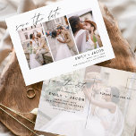 Save the Date 4 Photo Elegant Editable Postcard<br><div class="desc">Modern and Elegant Landscape Horizontal Four (4) Photo Save the Date Wedding Magnet with hand lettered script typography. The save the date invitation magnet includes script typography and chic and simple design that you can add your customised engagement photograph picture to.</div>