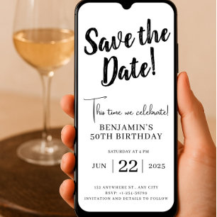  Save The Date 50Birthday Phone Invitation Unique 