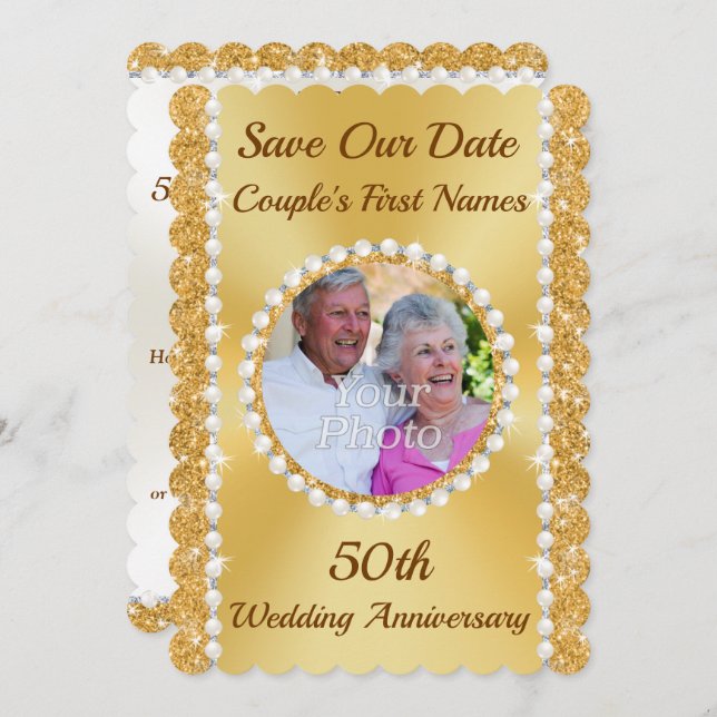 Save the Date 50th Anniversary, Photo Personalised (Front/Back)