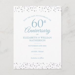 Save the Date 60th Anniversary Love Hearts Announcement Postcard