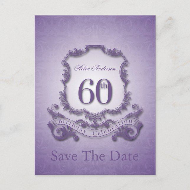 Save the Date  60th Birthday Personalised Postcard (Front)