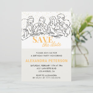 Save the date 61st birthday invitations Dinner