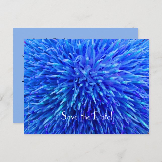 Save the Date 90th Birthday Party, Blue Abstract Announcement Postcard (Front/Back)