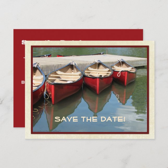 Save the Date 90th Birthday Red Canoes Invitation (Front/Back)