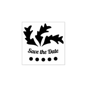 Save the Date Abstract Leaves Rubber Stamp