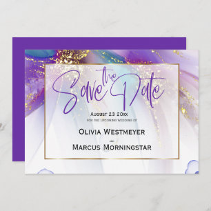 Save the Date   Abstract Teal Purple Abstract Invitation