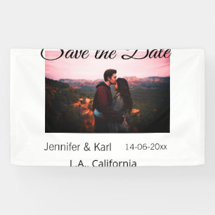 Save the date add couple name place date photo tex banner