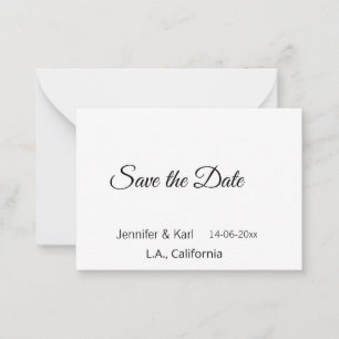 Save the date add couple name place date photo tex card