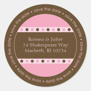 Save the Date Address Label - Pink and Brown
