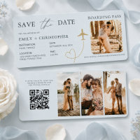 Save the Date Aeroplane Boarding Pass Plane QR Cod