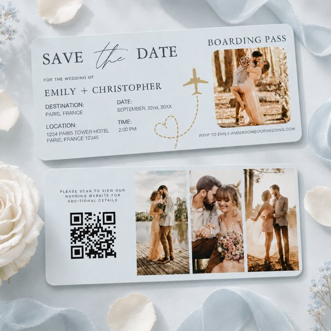 Save the Date Aeroplane Boarding Pass Plane QR Cod (Creator Uploaded)
