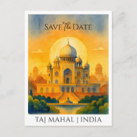Save the Date Announce | Taj Mahal India Vintage