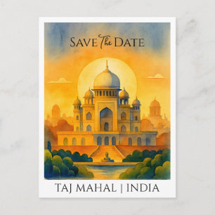 Save the Date Announce   Taj Mahal India Vintage Postcard