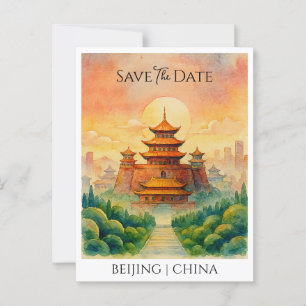 Save the Date Announcement Beijing China retro Postcard