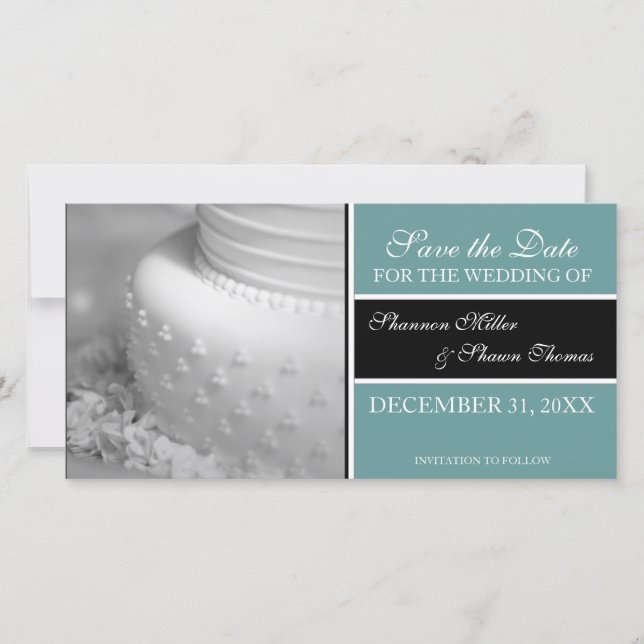 Save the Date Announcement Photo Cards {Teal} (Front)