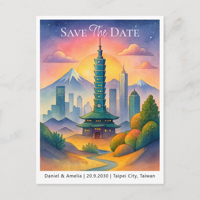 Save The Date Announcement | Taipei City Taiwan  Postcard (Front)