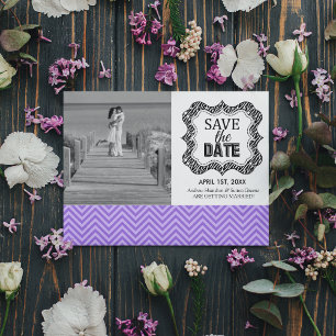 Save the Date Announcements {Purple Chevron}