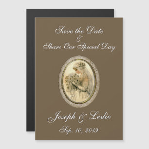 Save the Date Antique Bride Chocolate Magnetic Invitation