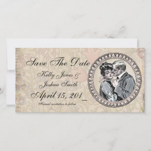 Save the Date Antique Floral Couple