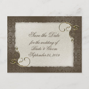 Save the Date - Antique Scrolls Announcement Postcard