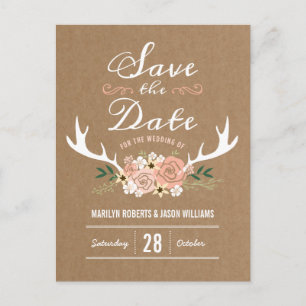 Save the Date Antler Announcement Postcard